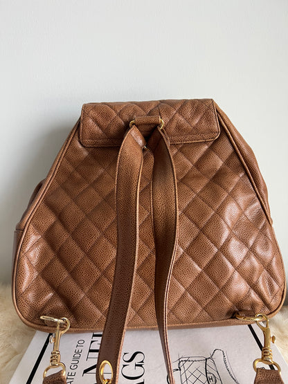 Chanel Vintage Cognac/Caramel Caviar Back Pack Series 1 - RARE