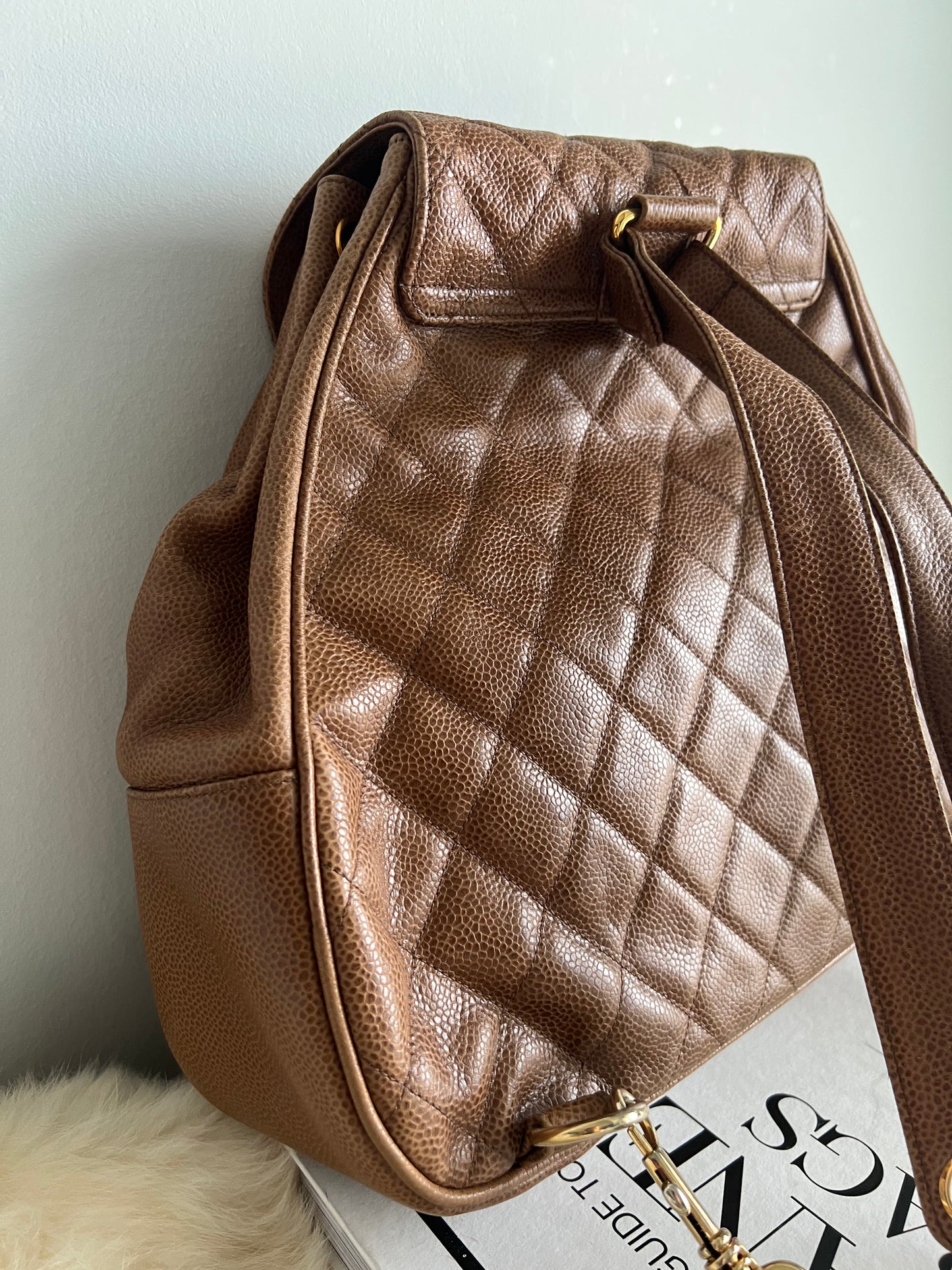 Chanel Vintage Cognac/Caramel Caviar Back Pack Series 1 - RARE
