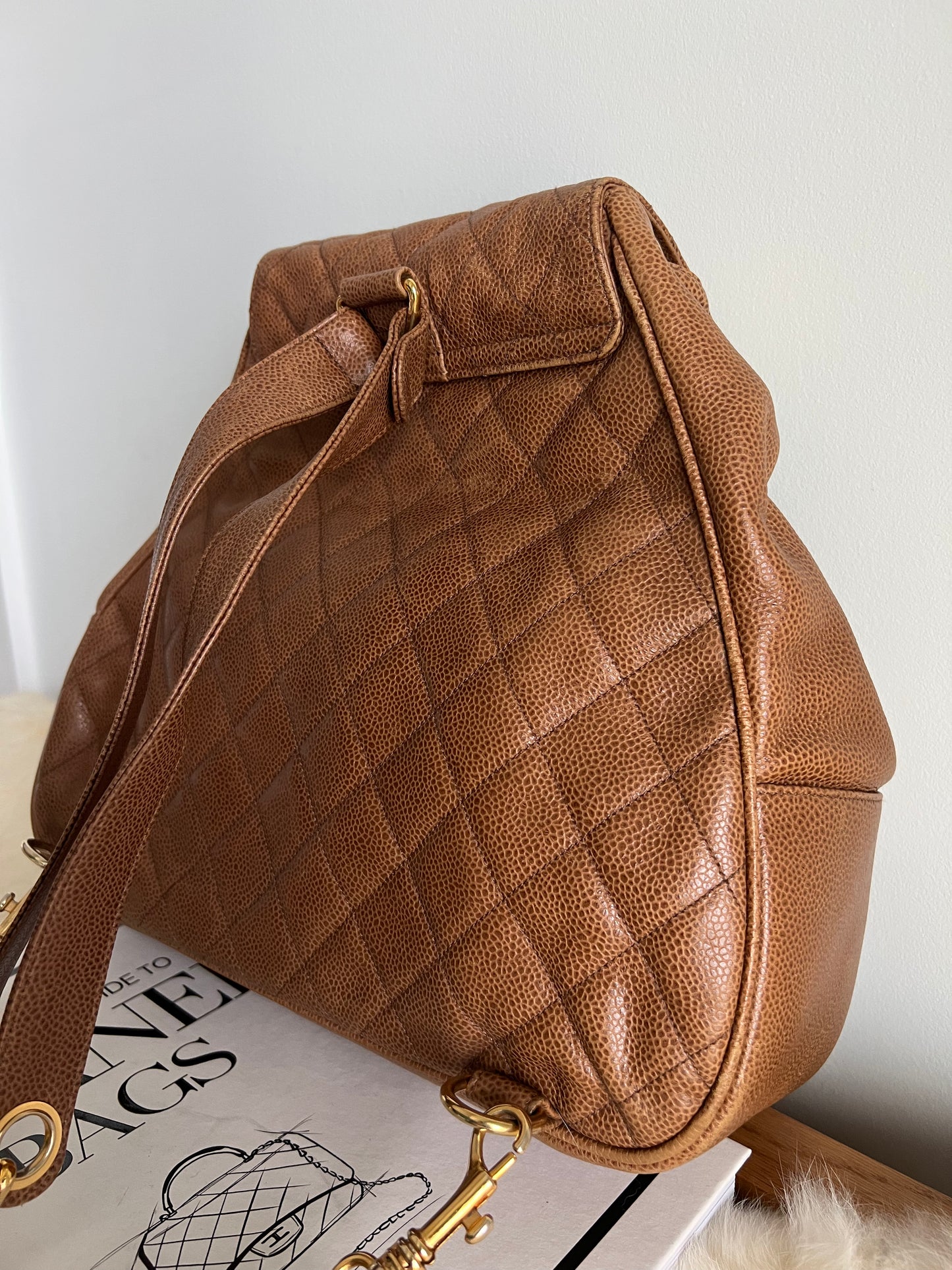 Chanel Vintage Cognac/Caramel Caviar Back Pack Series 1 - RARE