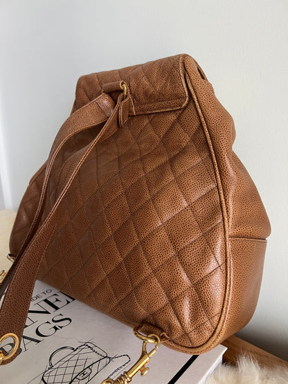 Chanel Vintage Cognac/Caramel Caviar Back Pack Series 1 - RARE