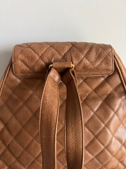 Chanel Vintage Cognac/Caramel Caviar Back Pack Series 1 - RARE