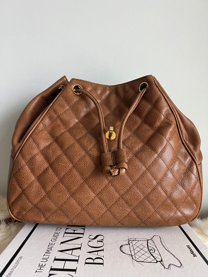 Chanel Vintage Cognac/Caramel Caviar Back Pack Series 1 - RARE