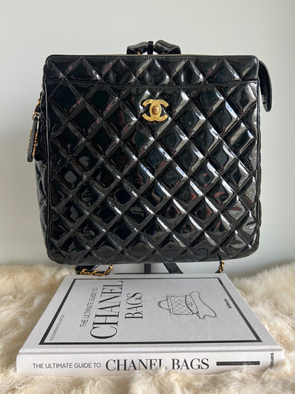 Chanel Black Patent Leather Backpack Series 4