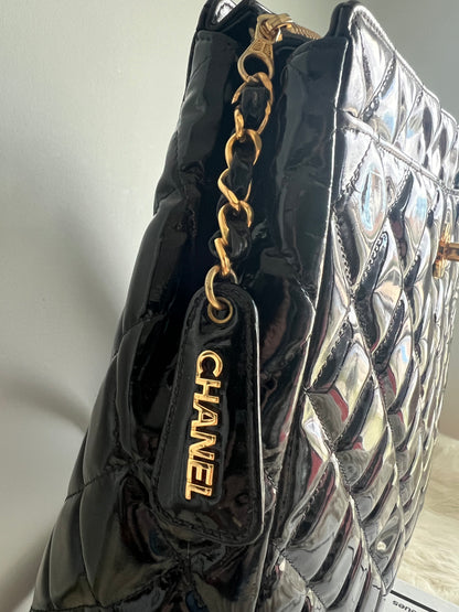 Chanel Black Patent Leather Backpack Series 4