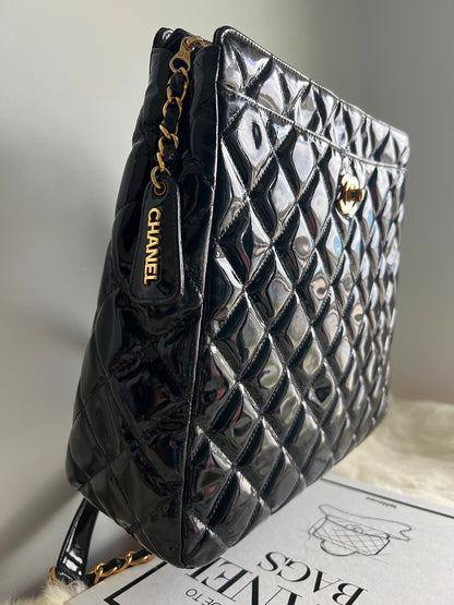 Chanel Black Patent Leather Backpack Series 4