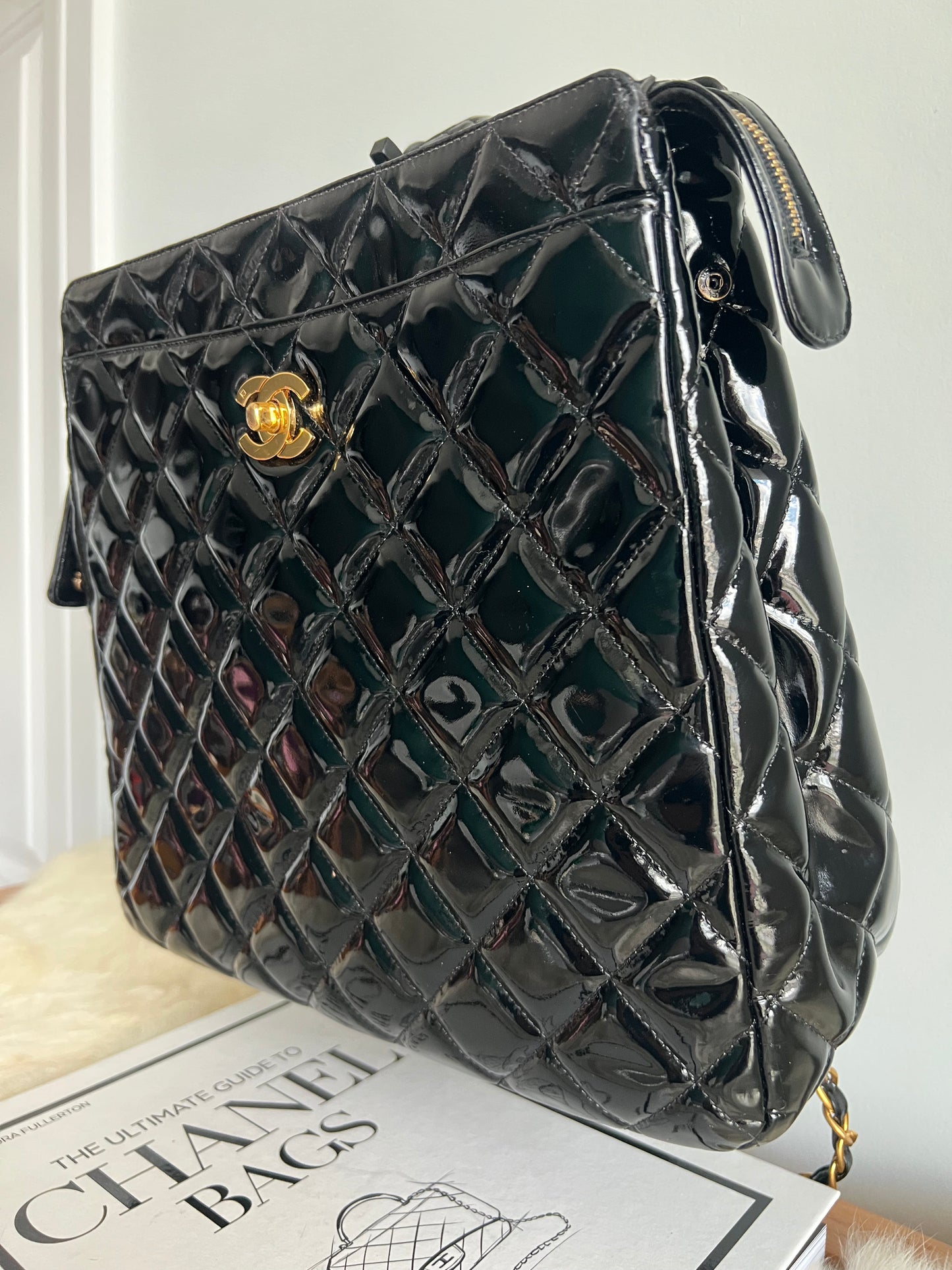 Chanel Black Patent Leather Backpack Series 4