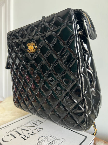 Chanel Black Patent Leather Backpack Series 4