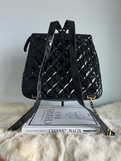 Chanel Black Patent Leather Backpack Series 4