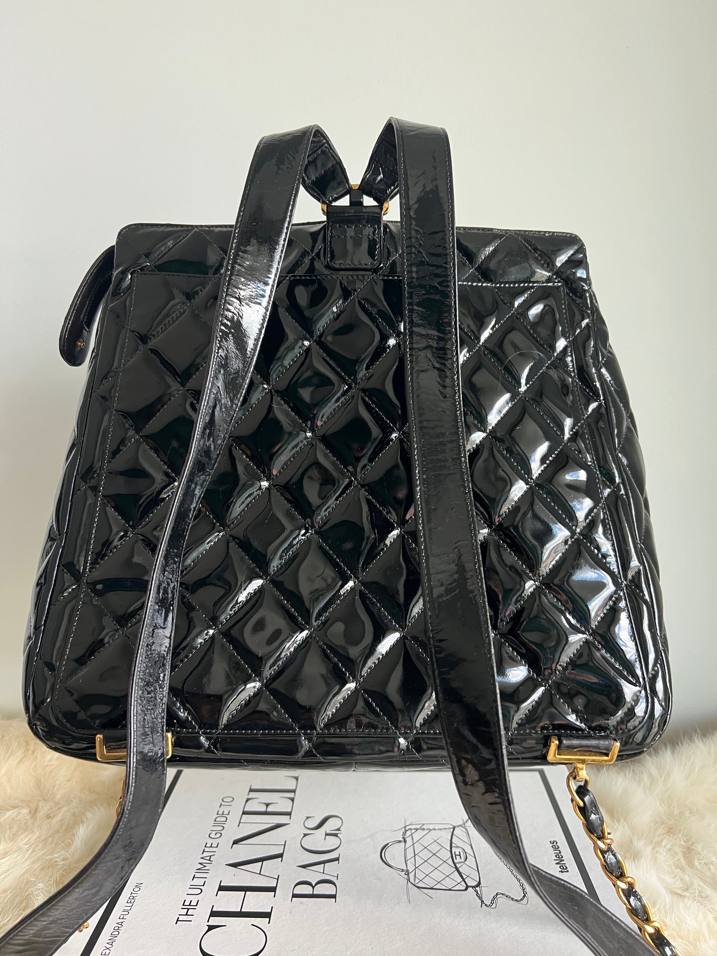 Chanel Black Patent Leather Backpack Series 4