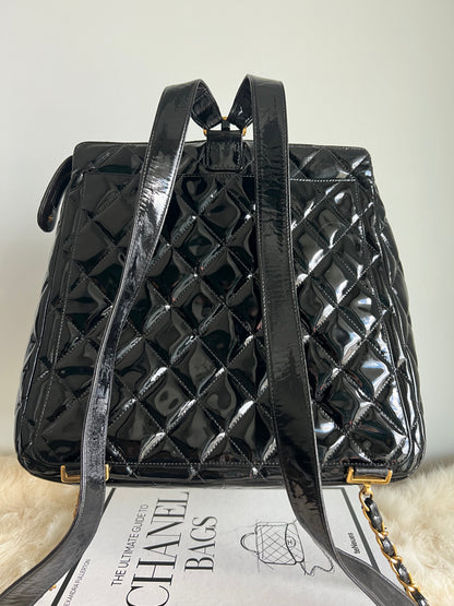 Chanel Black Patent Leather Backpack Series 4