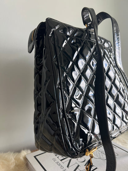 Chanel Black Patent Leather Backpack Series 4