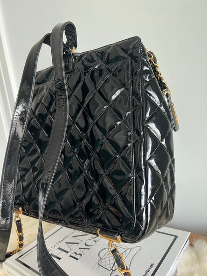 Chanel Black Patent Leather Backpack Series 4