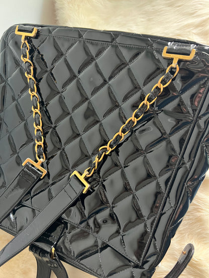 Chanel Black Patent Leather Backpack Series 4