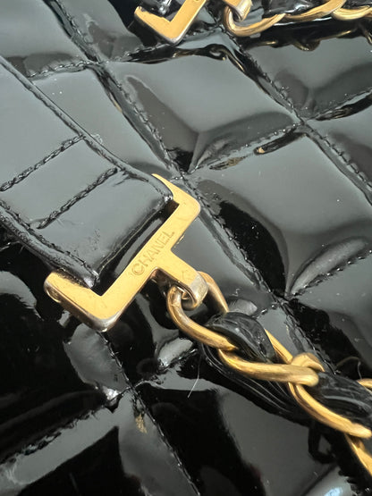 Chanel Black Patent Leather Backpack Series 4
