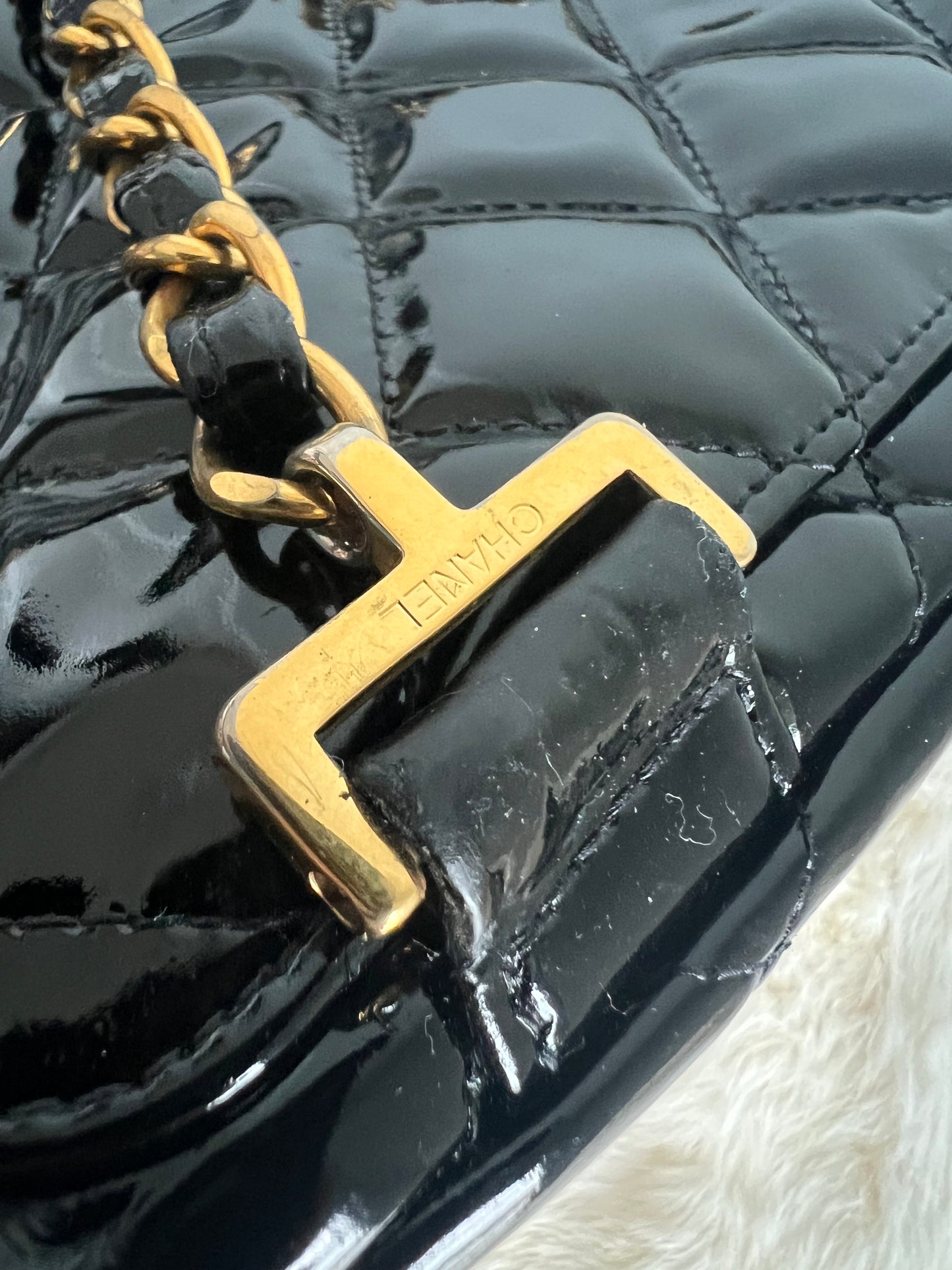 Chanel Black Patent Leather Backpack Series 4