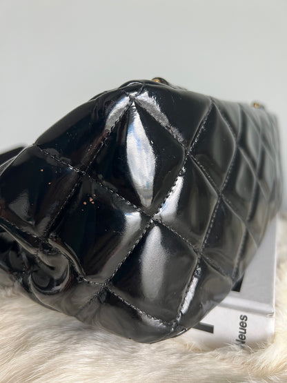 Chanel Black Patent Leather Backpack Series 4