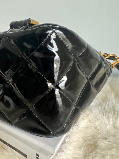 Chanel Black Patent Leather Backpack Series 4