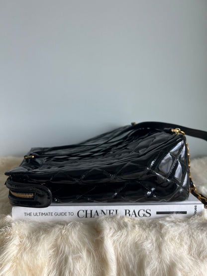 Chanel Black Patent Leather Backpack Series 4