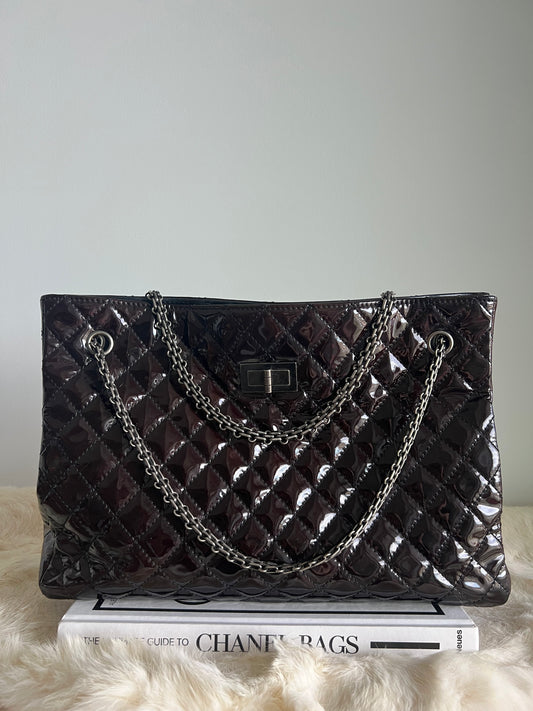 Chanel Brown Patent Leather 2.55 Re-Issue Tote 14 series 2010-2011