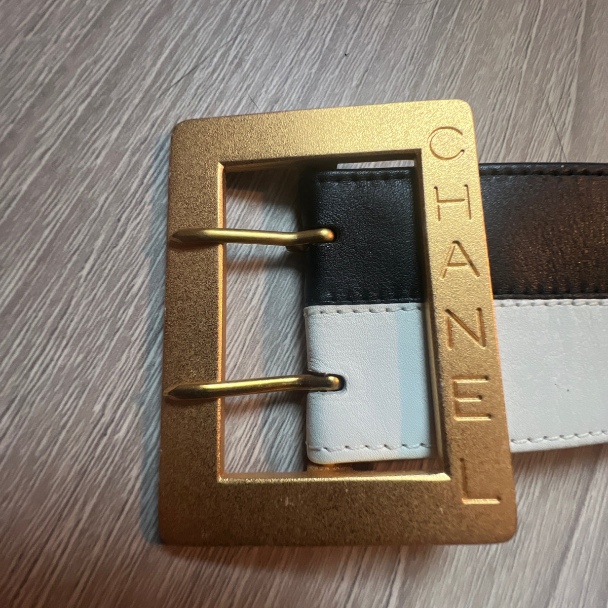 Chanel Bi Coloured Black and White Leather Barbie Belt Spring Summer 1995 - Incredibly RARE