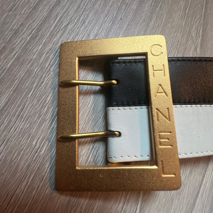 Chanel Bi Coloured Black and White Leather Barbie Belt Spring Summer 1995 - Incredibly RARE