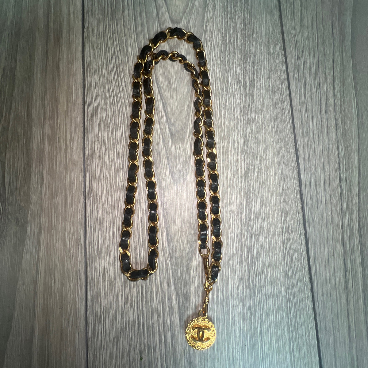 Chanel 24K Gold Plated Vintage Leather Chain Belt from 1982