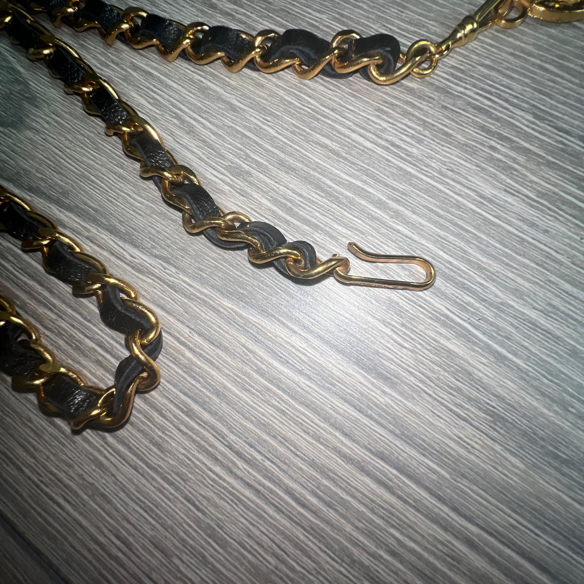 Chanel 24K Gold Plated Vintage Leather Chain Belt from 1982