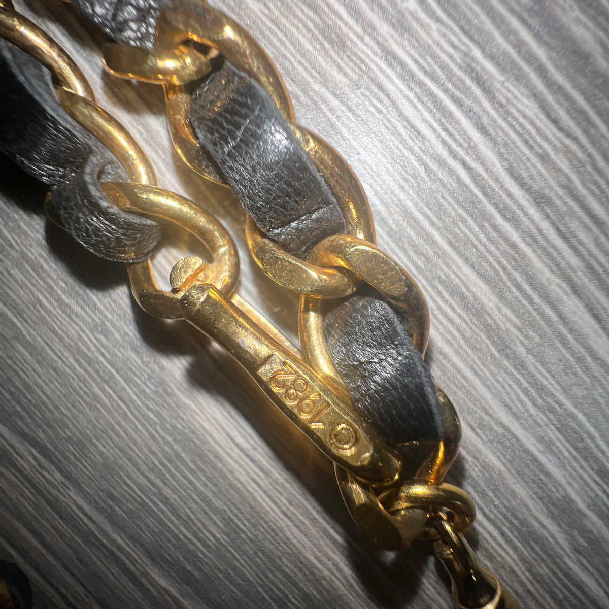 Chanel 24K Gold Plated Vintage Leather Chain Belt from 1982