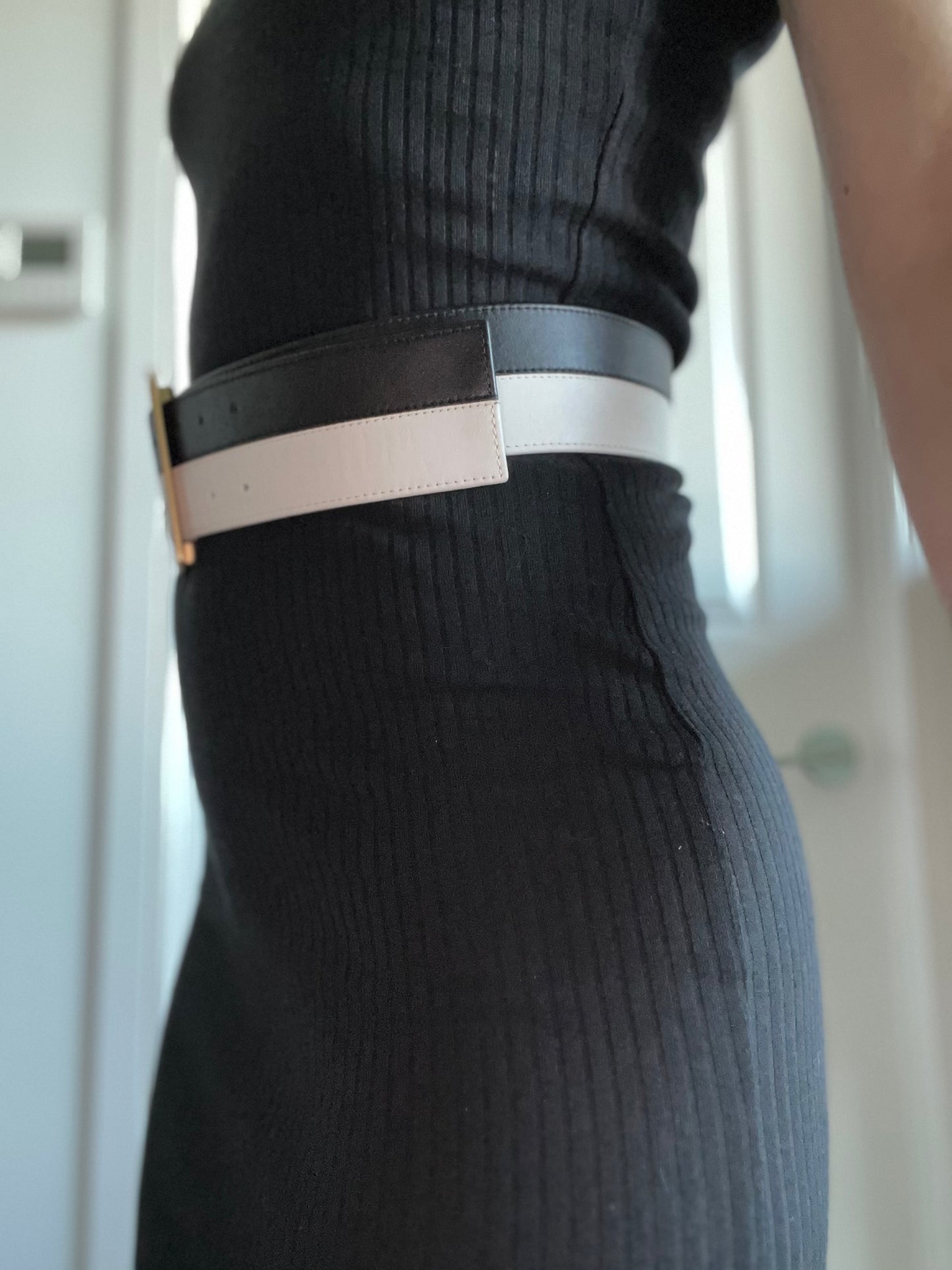 Chanel Bi Coloured Black and White Leather Barbie Belt Spring Summer 1995 - Incredibly RARE