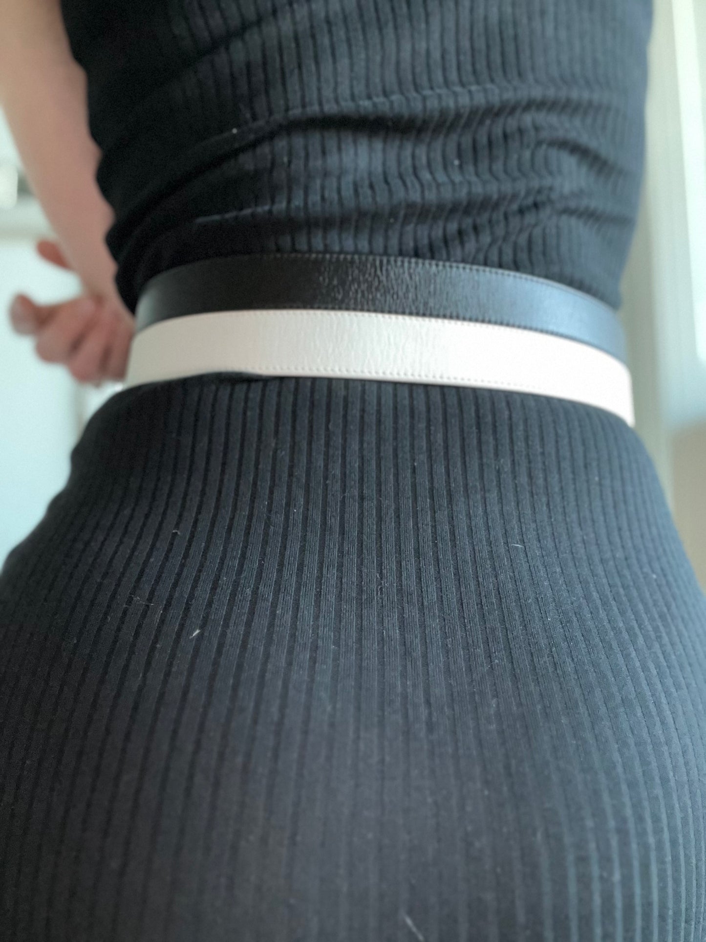 Chanel Bi Coloured Black and White Leather Barbie Belt Spring Summer 1995 - Incredibly RARE