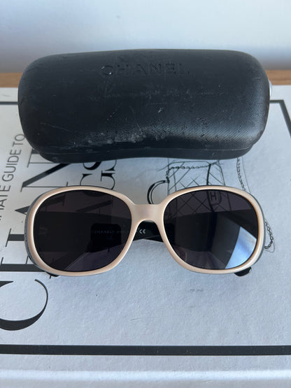 Chanel 5113 Beige and Black 3D Camellia Sunglasses
