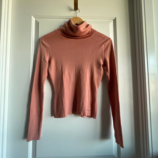 Chanel Coral Wool Turtleneck Sweater Size 38 RARE Y2K Classic
