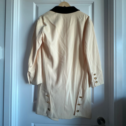 Chanel 1987 Beige and Black Runway Coat with 24k gold plated wheat buttons - highly collectable item