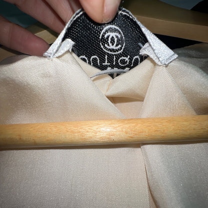 Chanel 1987 Beige and Black Runway Coat with 24k gold plated wheat buttons - highly collectable item