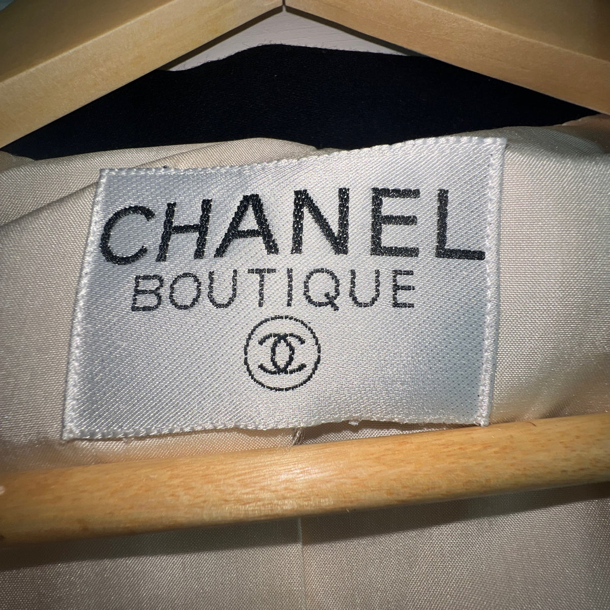 Chanel 1987 Beige and Black Runway Coat with 24k gold plated wheat buttons - highly collectable item