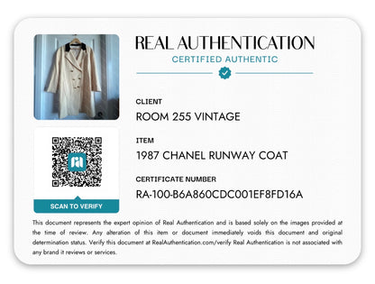 Chanel 1987 Beige and Black Runway Coat with 24k gold plated wheat buttons - highly collectable item
